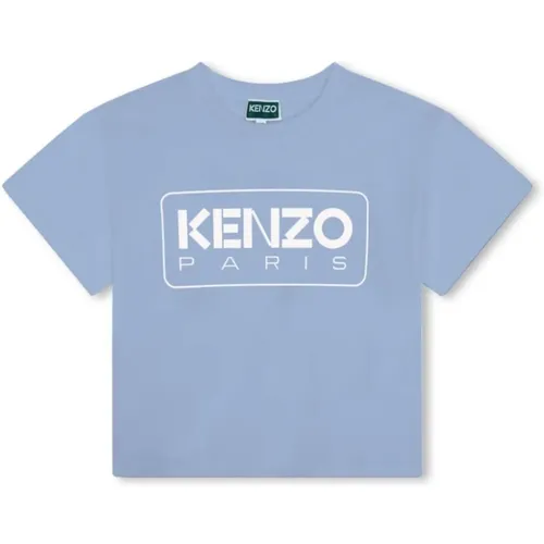 Himmelblaues Logo Print T-Shirt - Kenzo - Modalova