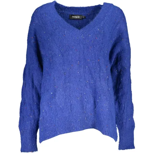 Blauer Pullover Langarm Damen , Damen, Größe: M - Desigual - Modalova