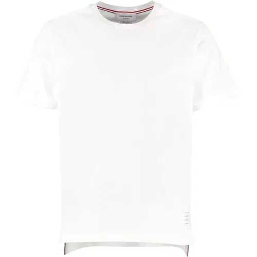 Geripptes Baumwoll-T-Shirt mit kontrastierenden Details - Thom Browne - Modalova