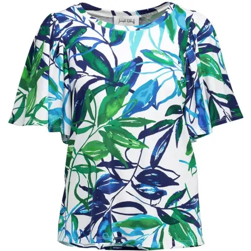 Stilvolles Blattmuster T-Shirt für Damen , Damen, Größe: L - Joseph Ribkoff - Modalova