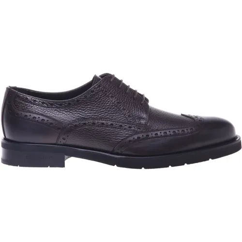 Lace-up in dark leather and tumbled leather , Herren, Größe: 41 1/2 EU - Baldinini - Modalova