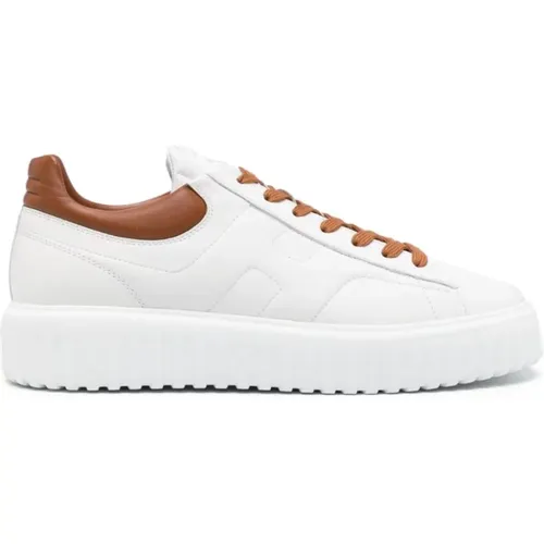 Lace-up Sneakers with Brown Contrasting Heel , male, Sizes: 8 1/2 UK, 10 UK - Hogan - Modalova
