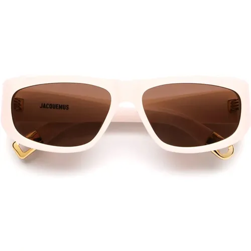 Ovale Sonnenbrille mit brauner Linse , Damen, Größe: ONE Size - Jacquemus - Modalova
