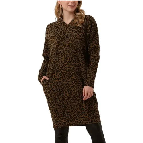 Leopard V-Ausschnitt Kleid , Damen, Größe: M - 10Days - Modalova