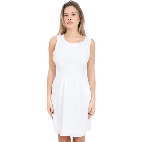 Weiße Satin Crepe Plissierte Kleid , Damen, Größe: M - Armani Exchange - Modalova
