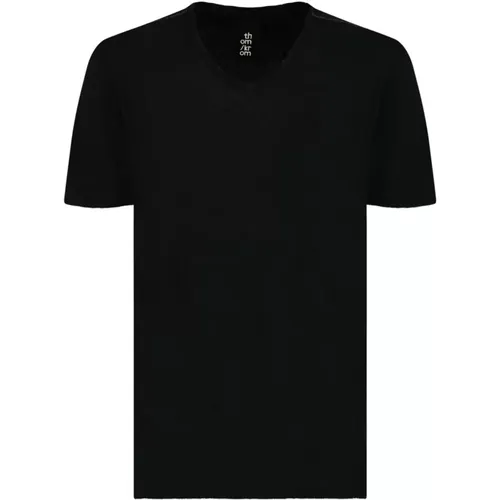 Schwarzes Baumwoll-Leinen Rundhals T-Shirt , Herren, Größe: M - Thom Krom - Modalova