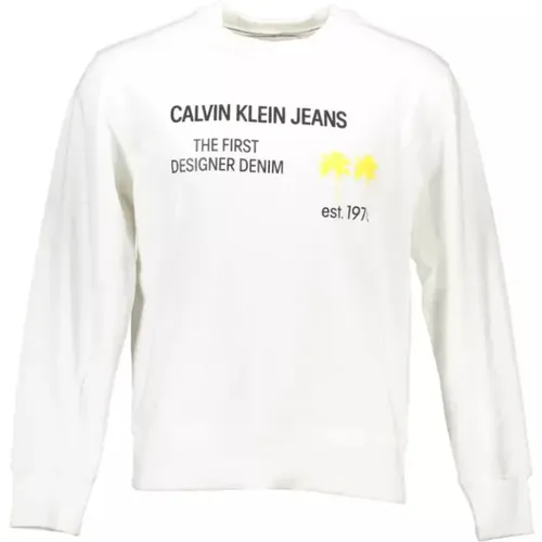 Weiße Baumwollpullover mit Logo-Print - Calvin Klein - Modalova
