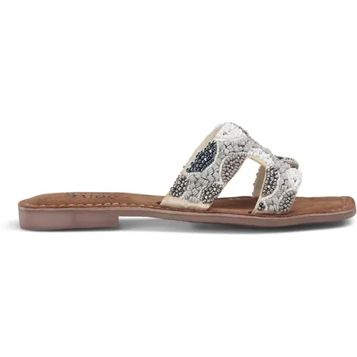 Rhinestone Flat Sandals , female, Sizes: 8 UK, 5 UK, 3 UK, 4 UK, 6 UK - Alma en Pena - Modalova