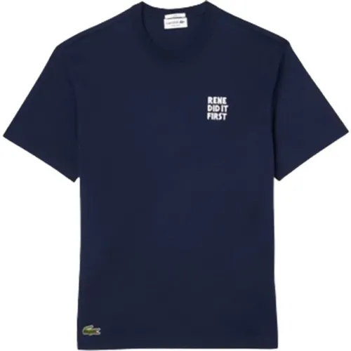 Cotton Piqué T-Shirt with Back Slogan , male, Sizes: XL, M, L - Lacoste - Modalova