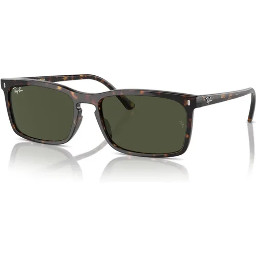 Rechteckige Sonnenbrille grüne Gläser Havana Rahmen - Ray-Ban - Modalova