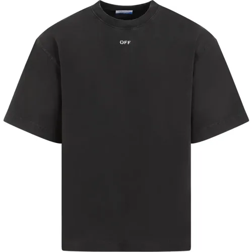 Schwarzes Baumwoll-Skate-T-Shirt , Herren, Größe: S - Off White - Modalova