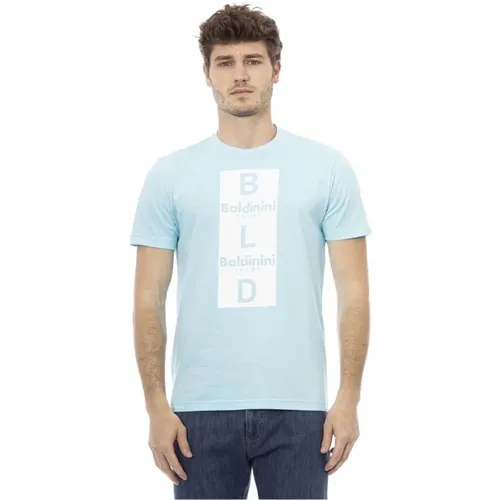 Stilvolles Blaues T-Shirt mit Frontdruck , Herren, Größe: XL - Baldinini - Modalova