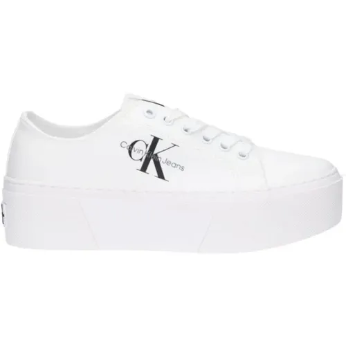 Weiße Flatform Cupsole Low Sneakers , Damen, Größe: 39 EU - Calvin Klein - Modalova