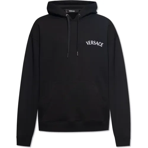 Kapuzenpullover mit gesticktem Logo - Versace - Modalova