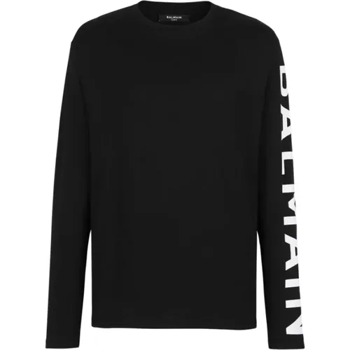 Langarm T-Shirt , Herren, Größe: M - Balmain - Modalova