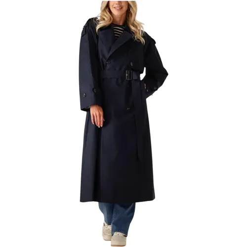 Blaue Oversized Trench Coat , Damen, Größe: S - Tommy Hilfiger - Modalova