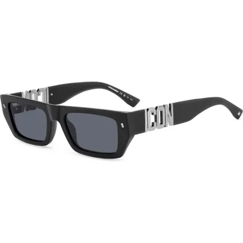 Matte Schwarze Sonnenbrille für Männer - Dsquared2 - Modalova