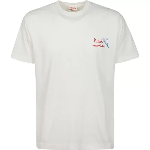 Weiße Baumwoll-T-Shirt mit Roter Stickerei - MC2 Saint Barth - Modalova