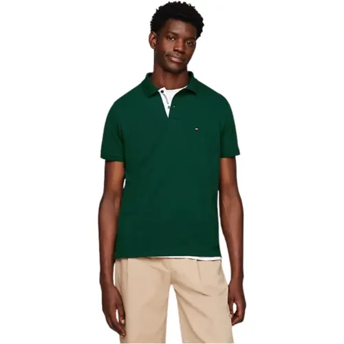 Men's Polo Shirt with Contrast Button Placket , male, Sizes: 2XL, L, M, XL - Tommy Hilfiger - Modalova