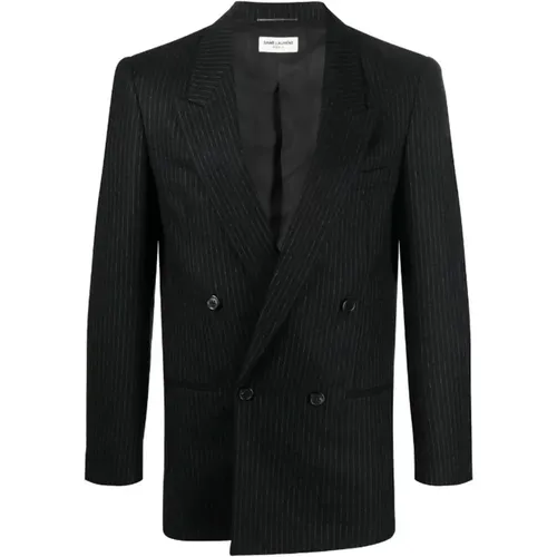 Wool Blazer with Peak Lapels , male, Sizes: L - Saint Laurent - Modalova