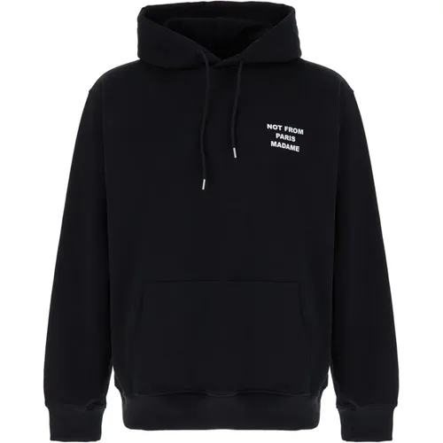 Schwarzer Hoodie mit Kordelzug,Schwarzer Baumwoll-Kapuzenpullover - Drole de Monsieur - Modalova