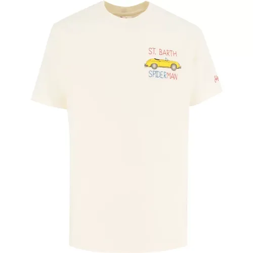 Cotton T-shirt with front print , male, Sizes: L, 2XL, XL - MC2 Saint Barth - Modalova