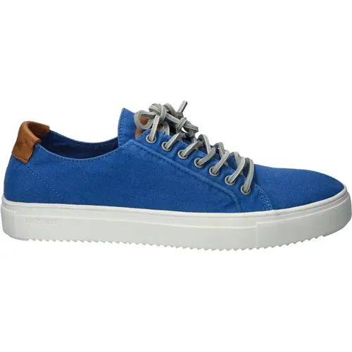 Hellblaue Canvas Sneaker , Herren, Größe: 41 EU - Blackstone - Modalova