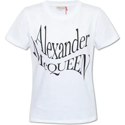 T-shirt with logo , female, Sizes: XS, M, 3XS, S, 2XS - alexander mcqueen - Modalova