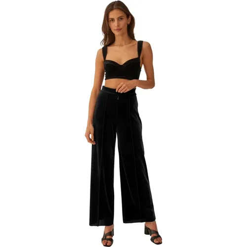 Velour High-Waisted Wide Leg Pants , Damen, Größe: L - Undress Code - Modalova