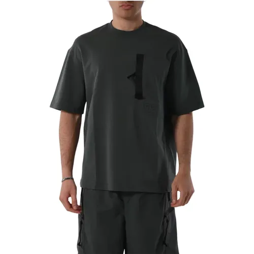 Baumwoll T-Shirt mit Frontkontrastband - Armani Exchange - Modalova