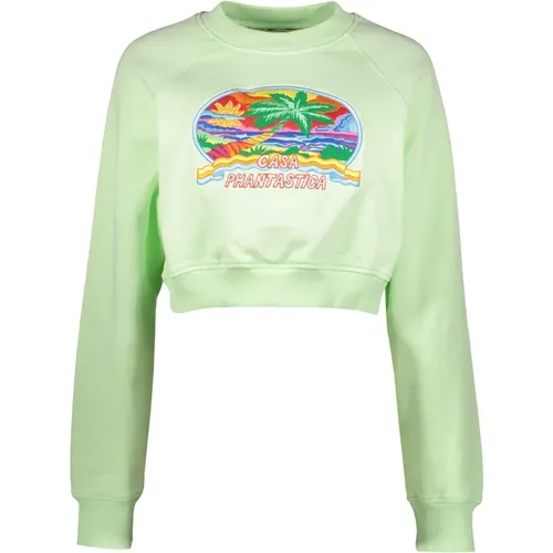 Gekürzter Baumwoll-Sweatshirt mit Patch - Casablanca - Modalova