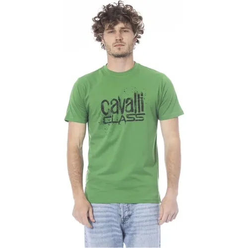 Logo-Druck Rundhals T-Shirt , Herren, Größe: M - Cavalli Class - Modalova