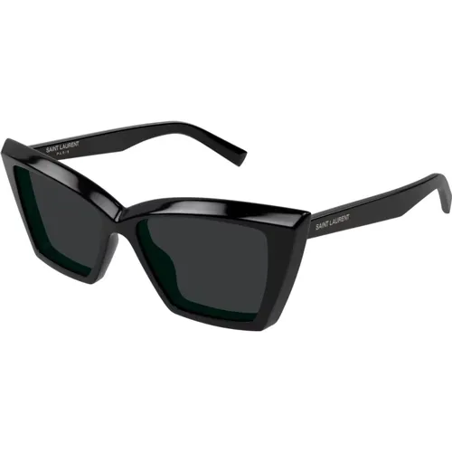 Schwarze Sonnenbrille, Alltagsstil, Originalzubehör , Damen, Größe: 54 MM - Saint Laurent - Modalova