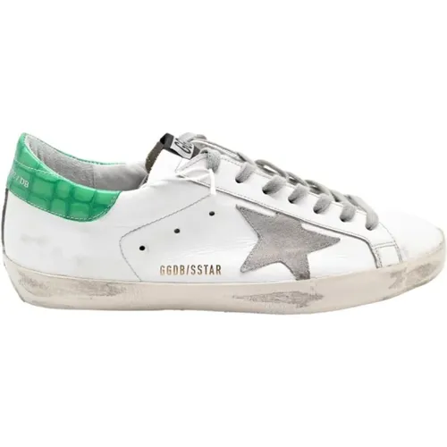 Superstar White Green Sneakers , male, Sizes: 9 UK - Golden Goose - Modalova