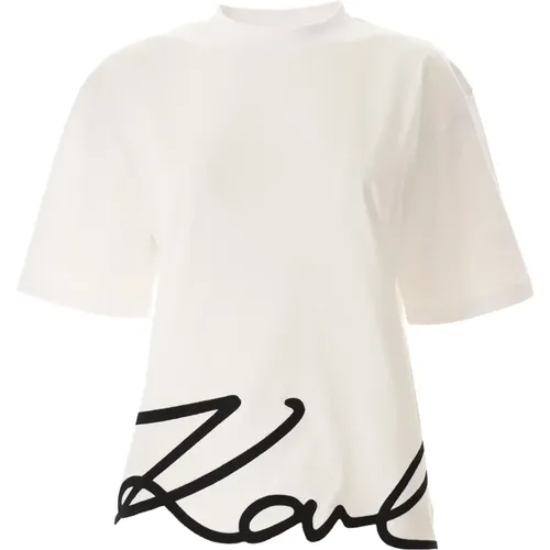 Signature Hem T-shirt in , female, Sizes: M, S, XS - Karl Lagerfeld - Modalova