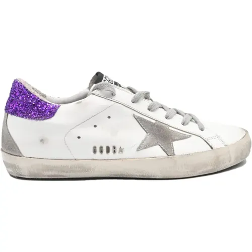 Superstar Grey Star Purple Glitter , female, Sizes: 6 UK - Golden Goose - Modalova