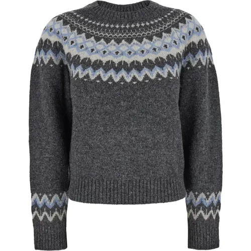 Fairisle Pullover in Grau , Damen, Größe: M - Dunst - Modalova