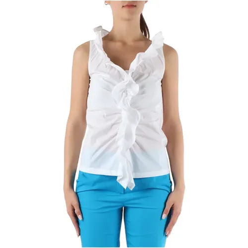 Stretch cotton top with ruffles , female, Sizes: XS - Emme DI Marella - Modalova