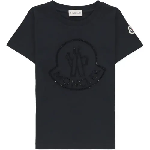 Kinder Schwarzes T-Shirt mit Logo - Moncler - Modalova