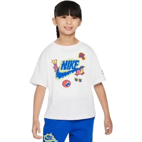 Lässiges T-Shirt mit kurzen Ärmeln , Damen, Größe: 104 CM - Nike - Modalova