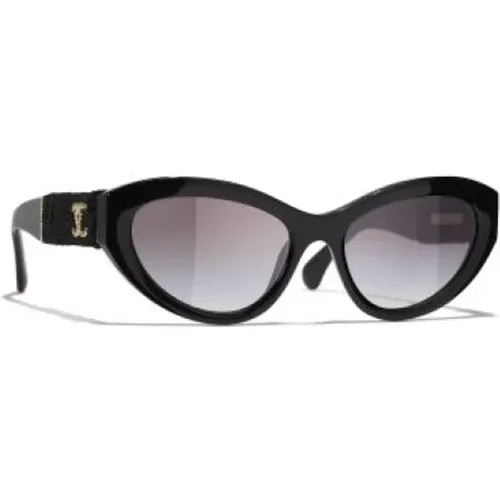 Schwarze Sonnenbrille mit Originalzubehör , Damen, Größe: 52 MM - Chanel - Modalova