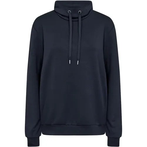 Marineblauer Bequemer Pullover mit Hohem Kragen , Damen, Größe: M - Soyaconcept - Modalova