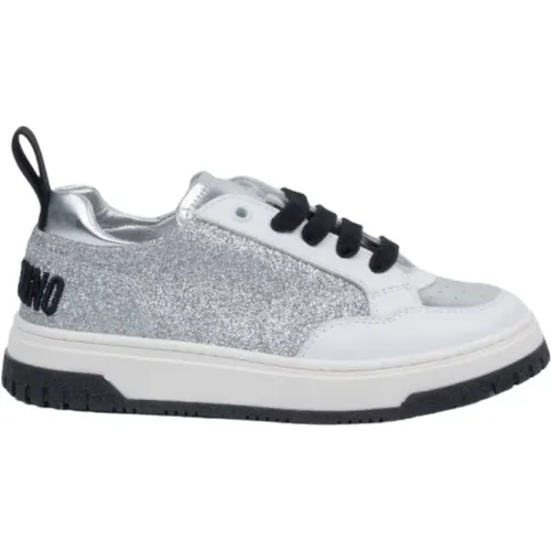 Weiße und Silberne Sneakers - Moschino - Modalova