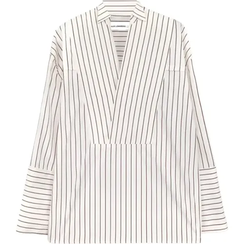 Gestreiftes Oversized-Shirt mit Plastron , Damen, Größe: XS - MARGAUX LONNBERG - Modalova