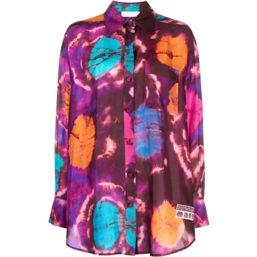 Purple tie-dye silk shirt , female, Sizes: 2XS - Zimmermann - Modalova