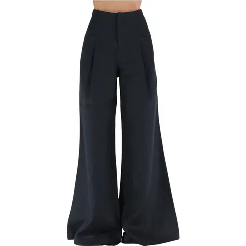 Wide Leg Linen Pants , female, Sizes: M, S - Nineminutes - Modalova