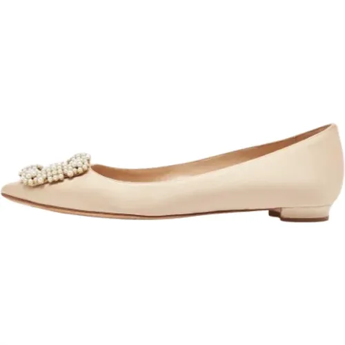 Pre-owned Satin flats , female, Sizes: 4 UK - Manolo Blahnik Pre-owned - Modalova