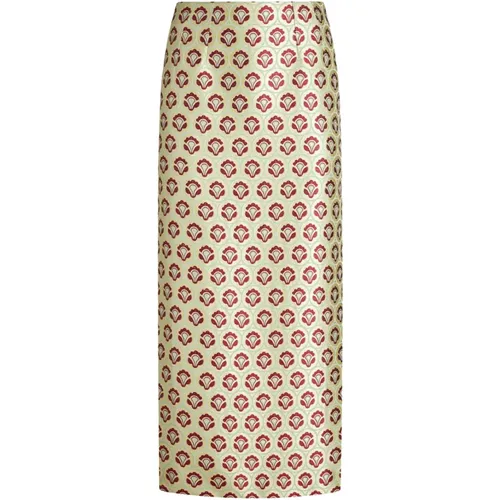 Yellow Silk Midi Skirt with Aurea Pattern , female, Sizes: S, XS - ETRO - Modalova