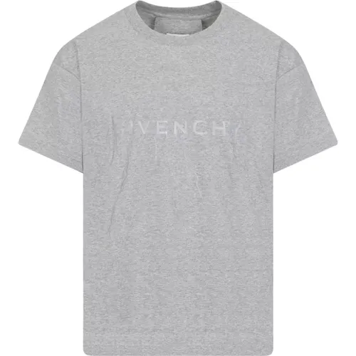 Graues Melange Baumwoll T-Shirt Kurzarm , Herren, Größe: M - Givenchy - Modalova
