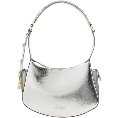 Shoulder Bag - - Synthetic Leather - Silver , female, Sizes: ONE SIZE - Ganni - Modalova
